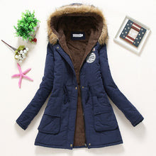 Load image into Gallery viewer, Overcoat Women Winter thick coat Warm Hooded Pockets Slim Faux Fur Parka Jacket Female