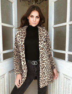 Hirigin 2018 Newest Hot Womens Winter Leopard Fluffy Fleece Jacket Coat Cardigans Hooded Jumper Tops Clubwear