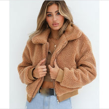 Load image into Gallery viewer, Women Thick Warm Teddy Bear Pocket Fleece Jacket Coat Zip Up Outwear Overcoat Winter Soft Fur Jacket Female Plush Coat Elegant