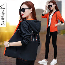 Load image into Gallery viewer, Spring women Bomber Jacket Zipper hooded Reversible wear Cartoon print outwear 2019 new loose plus size Top Casual sports jacket