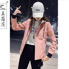 Load image into Gallery viewer, Spring women Bomber Jacket Zipper hooded Reversible wear Cartoon print outwear 2019 new loose plus size Top Casual sports jacket