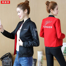 Load image into Gallery viewer, Spring women Bomber Jacket Zipper hooded Reversible wear Cartoon print outwear 2019 new loose plus size Top Casual sports jacket