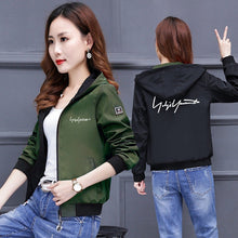 Load image into Gallery viewer, Spring women Bomber Jacket Zipper hooded Reversible wear Cartoon print outwear 2019 new loose plus size Top Casual sports jacket