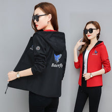 Load image into Gallery viewer, Spring women Bomber Jacket Zipper hooded Reversible wear Cartoon print outwear 2019 new loose plus size Top Casual sports jacket