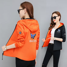 Load image into Gallery viewer, Spring women Bomber Jacket Zipper hooded Reversible wear Cartoon print outwear 2019 new loose plus size Top Casual sports jacket