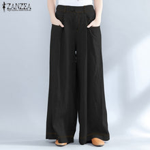 Load image into Gallery viewer, Women's Trousers 2019 ZANZEA Plus Size Wide Leg Pants Fashion Woman Elastic Waist Baggy Pantalon Palazzo Casual Pant Bottoms 5XL