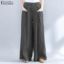Load image into Gallery viewer, Women's Trousers 2019 ZANZEA Plus Size Wide Leg Pants Fashion Woman Elastic Waist Baggy Pantalon Palazzo Casual Pant Bottoms 5XL