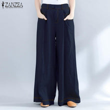 Load image into Gallery viewer, Women's Trousers 2019 ZANZEA Plus Size Wide Leg Pants Fashion Woman Elastic Waist Baggy Pantalon Palazzo Casual Pant Bottoms 5XL