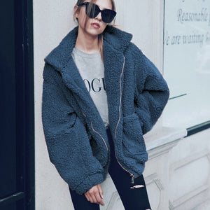 Fur coat women 2019 short casual winter basic jacket women fashion zipper warm solid autumn coat female jacket outwear BDR1007