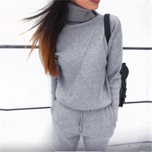 Load image into Gallery viewer, Autumn and Winter Explosions Sportswear High Collar Sweater Knit Pants Suit Casual Women&#39;s Two-piece Suit