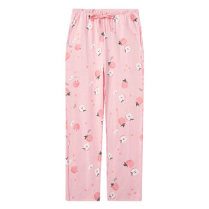 THREEGUN Pajama Pants Women 2019Cotton Sleep Bottoms Breathable Loose Trousers Ruffle For Women Printed Elastic Waist Home Pants