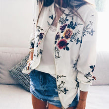 Load image into Gallery viewer, Fashion Bomber Femal Jacket Women Floral Long Sleeve Outwear Casual Tops Female Coat Kimono Basic Bomber Femal Jacket  Floral