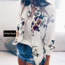 Load image into Gallery viewer, Fashion Bomber Femal Jacket Women Floral Long Sleeve Outwear Casual Tops Female Coat Kimono Basic Bomber Femal Jacket  Floral