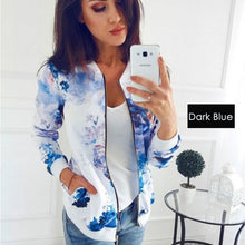 Load image into Gallery viewer, Fashion Bomber Femal Jacket Women Floral Long Sleeve Outwear Casual Tops Female Coat Kimono Basic Bomber Femal Jacket  Floral