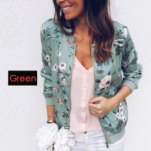 Fashion Bomber Femal Jacket Women Floral Long Sleeve Outwear Casual Tops Female Coat Kimono Basic Bomber Femal Jacket  Floral