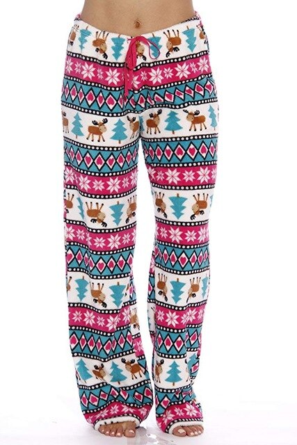 Women Men Unisex Christmas Lounge Pajama Pants Soft Animal Printed Loose Sleep Bottoms Trousers Xmas Deer Print