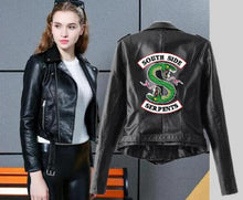 Load image into Gallery viewer, Riverdale Women PU Leather Jacket Fashion print Motorcycle Jacket Short Southside Serpents Artificial Leather Motorcycle Coat