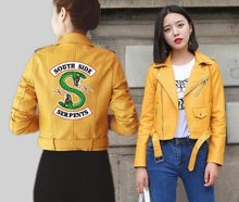 Load image into Gallery viewer, Riverdale Women PU Leather Jacket Fashion print Motorcycle Jacket Short Southside Serpents Artificial Leather Motorcycle Coat