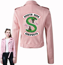 Load image into Gallery viewer, Riverdale Women PU Leather Jacket Fashion print Motorcycle Jacket Short Southside Serpents Artificial Leather Motorcycle Coat