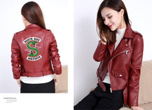 Load image into Gallery viewer, Riverdale Women PU Leather Jacket Fashion print Motorcycle Jacket Short Southside Serpents Artificial Leather Motorcycle Coat