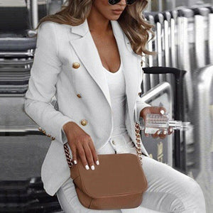 Women Long Sleeve Formal Jackets Cardigan Office Work Lady Notched Slim Fit Suit Business 2019 Autumn New Outwear Tops