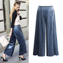 Load image into Gallery viewer, Casual Womens Elastic Waist Cropped Trousers Bottoms Sports Wear Plus Size Pants Female pleated wide-leg pants Polyester YJ