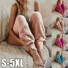 Load image into Gallery viewer, Winter Women Soft Plush Flannel Pajama Sleep Bottoms Night Wear Solid Color Loose Long Pants Thicker Trouser Sleepwear Plush