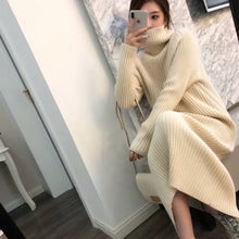 Load image into Gallery viewer, SHIJIA Autumn thicken long sweater dress woman turtleneck super Chic long-sleeve warm knit dress ladies 2019 winter clothing