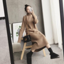 Load image into Gallery viewer, SHIJIA Autumn thicken long sweater dress woman turtleneck super Chic long-sleeve warm knit dress ladies 2019 winter clothing