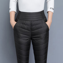 Load image into Gallery viewer, Elastic High Waist Down Women's Long Pants Solid Casual Slim Thick Warm Female Trousers 2019 Winter Plus Size Lady Bottoms Pants