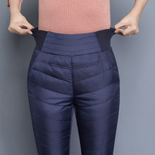 Load image into Gallery viewer, Elastic High Waist Down Women's Long Pants Solid Casual Slim Thick Warm Female Trousers 2019 Winter Plus Size Lady Bottoms Pants
