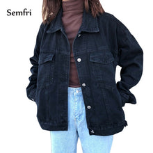 Load image into Gallery viewer, Semfri Jacket Women Black Denim Jacket Winter Jeans Coat Casual Harajuku Streetwear Female Vintage Jeans Coat Dropshipping