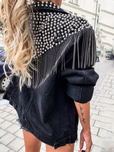 Load image into Gallery viewer, Punk Tassel Rivet Women Jacket Black Fall Winter 2019 Loose Gothic Hip Hop Female Long Sleeve Outwear Overcoat Top Short Jackets