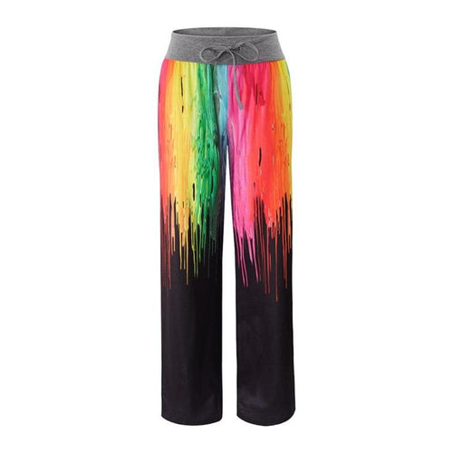 Women Trousers Splashing Ink Graffiti Paint Printed Casual Daily Cotton Home Pajama Pants Female Ladies Loose Sleep Bottoms