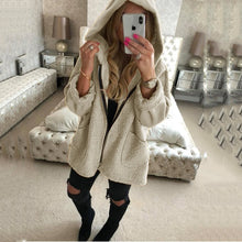 Load image into Gallery viewer, Women Hoodie Jackets 2019 Long-sleeved Autumn Winter Warm Plush Long Coats Pocket Loose Zipper Ladies Coats Big Size Streetwear