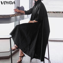 Load image into Gallery viewer, VONDA Office Ladies Dress Women Sexy Turn-down Collar Asymmetrical Party Dress Summer Sundress Casual Loose Vestido Plus Size