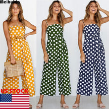 Load image into Gallery viewer, Women's Dot Clubwear Summer Bodycon Party Jumpsuit Romper Women Halter Dots Print Sleeveless Jumpsuits Cloting