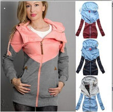 Load image into Gallery viewer, New autumn women Patchwork Hoodies zip-up Sweatshirt Slim zipper Crop tops Casual Long sleeve Street wear Female Hooded  clotes