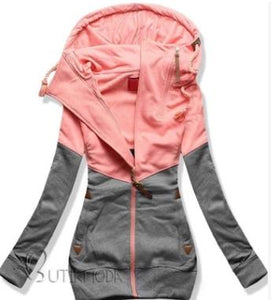 New autumn women Patchwork Hoodies zip-up Sweatshirt Slim zipper Crop tops Casual Long sleeve Street wear Female Hooded  clotes