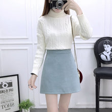 Load image into Gallery viewer, fashion suits new winter turtleneck pullover sweater &amp; skirt of tall waist A word two-piece outfit women cloting set vestido