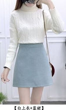 Load image into Gallery viewer, fashion suits new winter turtleneck pullover sweater &amp; skirt of tall waist A word two-piece outfit women cloting set vestido