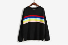 Load image into Gallery viewer, 2019 Women sweaters and pullovers autumn long sleeve o-neck tops rainbow stripes casual knit sweater korean ladies loose cloting