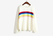 Load image into Gallery viewer, 2019 Women sweaters and pullovers autumn long sleeve o-neck tops rainbow stripes casual knit sweater korean ladies loose cloting