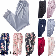 Load image into Gallery viewer, Sleep Bottoms Sleepwear Loungewear Homewear Women Lady Sexy Silk Lace Pajamas Pants