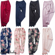 Load image into Gallery viewer, 2019 Women Silk Satin Sleep Bottoms Comfort Soft Pajamas Pants Floral Printed Elastic Long Pants Sleepwear Homewear 9 Styles