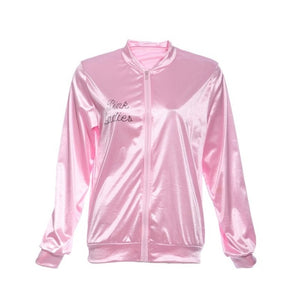 Women Basic Coats Solid Tracksuit for Women Jacket Ladies Retro Jacket Women Fancy Dress Grease Costume Pink