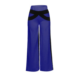 Hxroolrp Women Patchwork Pants Bell Bottoms Flare Trousers High Waist Wide Leg sports pants ladies Elastic Waist Loose trousers