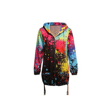 Load image into Gallery viewer, Women's Long Sleeve Hooded Colorful  Windbreaker Jacket Floral Print Zipper Coat Splash-Ink