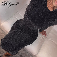 Load image into Gallery viewer, Dulzura glitter sparkle bling long sleeve dress sexy party 2019 autumn winter elegant bodycon christmas sequins club office