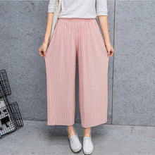 Load image into Gallery viewer, Fold Pleated Pants Trousers For Women Bottoms All Reason Casual Pants Mid Waist Wide Leg Pants Female Pantalon Mujer